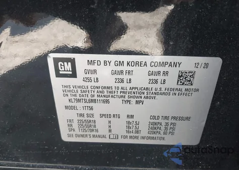 2021 Chevrolet Trailblazer Fwd Rs from USA, damaged, VIN KL79MTSL6MB111695